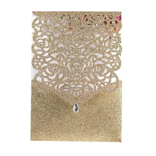 Hochzeitseinladungen 25/50 Stück Glitzer-Papier Hochzeitseinladungen Karte Spitze Diamant Taschengrußkarte Druck Geburtstag Mariage Party Dekoration (Farbe: Roségoldener Einband, Größe: 25 Stück) von LXHZSY