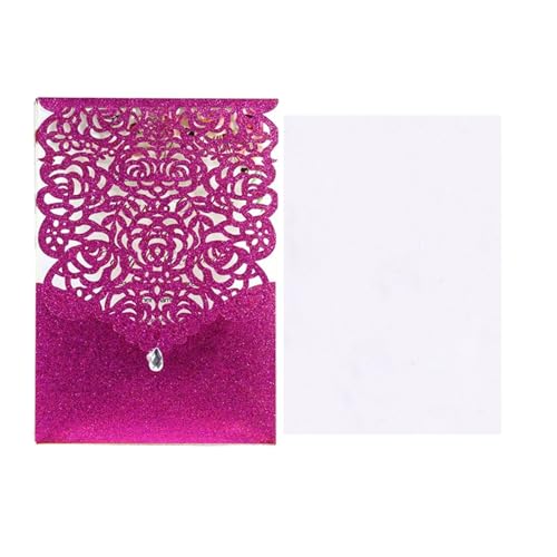 Hochzeitseinladungen 25/50 Stück Glitzer-Papier Hochzeitseinladungen Karte Spitze Diamant Taschengrußkarte Druck Geburtstag Mariage Party Dekoration (Farbe: lila Einband, Größe: 25 Stück) von LXHZSY