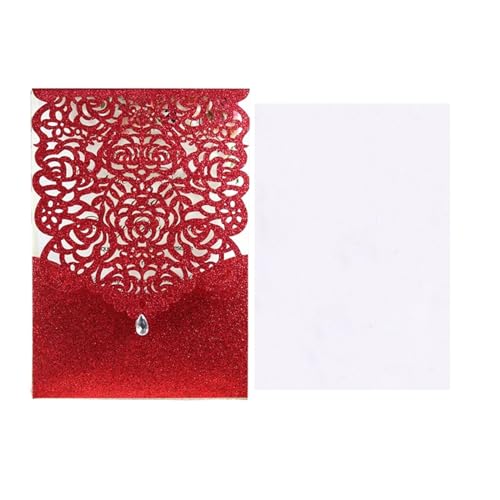 Hochzeitseinladungen 25/50 Stück Glitzerpapier Hochzeitseinladungen Karte Spitze Diamant Tasche Grußkarte Druck Geburtstag Mariage Party Dekoration (Farbe: dunkler Einband, Größe: 25 Stück) von LXHZSY