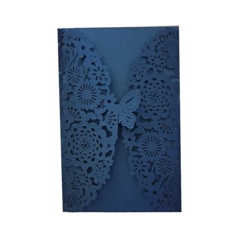 Hochzeitseinladungen mit Glitzer-Schmetterlings-Einladungskarten-Umschlägen für Hochzeit, Verlobung, Taufe, Party, Dekoration, Gastgeschenk (Farbe: Blau, Größe: alle Sets), 10 Stück von LXHZSY