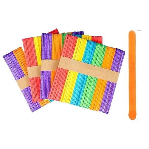 LXHZSY Holzstäbchen Zum Basteln 500 Stück Holzchips Bastelmaterial Eisstäbchen for DIY handgefertigte Holzstreifen Party kreatives Zubehör(Mix Colors,11.5cm) von LXHZSY