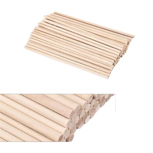 LXHZSY Holzstäbchen Zum Basteln Runder Holzstab for Basteln von Lebensmitteln, EIS am Stiel und Modellbau, Kuchendübel, DIY-Dübel, Gebäudemodell, Holzbearbeitungswerkzeug(3x300mm 50 pcs) von LXHZSY