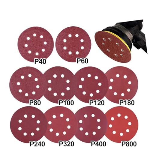 LXHZSY Schleifscheiben Klett 10PC 5 Zoll 125MM Runde Schleifpapier Disk Sander Disc 40/60/80/100/240/320//800 Grit Haken und Schleife Schleifen Schleifen Disc Polieren(Grit 80 10PCS) von LXHZSY