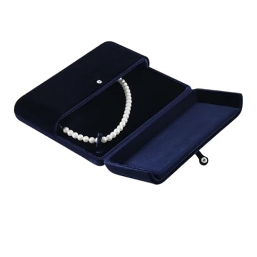 LXHZSY Schmuck Geschenkbox Samt-Perlen-Halsketten-Display-Box, Anhänger, Geschenk, Aufbewahrungsbox, Halsketten-Organizer(Blue) von LXHZSY