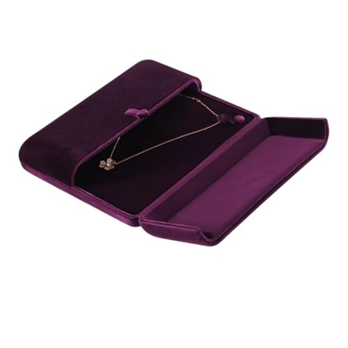 LXHZSY Schmuck Geschenkbox Samt-Perlen-Halsketten-Display-Box, Anhänger, Geschenk, Aufbewahrungsbox, Halsketten-Organizer(Purple) von LXHZSY