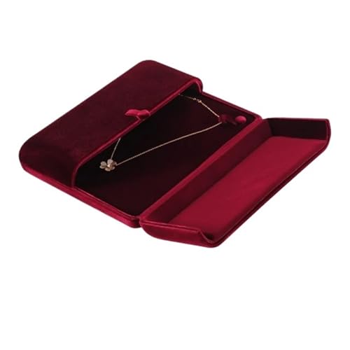 LXHZSY Schmuck Geschenkbox Samt-Perlen-Halsketten-Display-Box, Anhänger, Geschenk, Aufbewahrungsbox, Halsketten-Organizer(Red) von LXHZSY