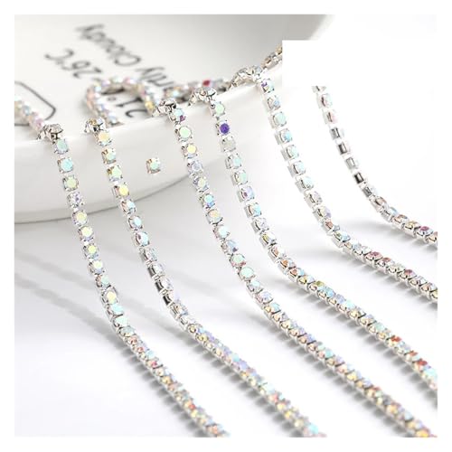 LXHZSY Strassband 1 Meter Diamantfarbe eingelegte Diamantkette Super Flash Multi-Color Kristall Diamantkette DIY Kleidung Tasche(AB Color,1METER_3MM) von LXHZSY