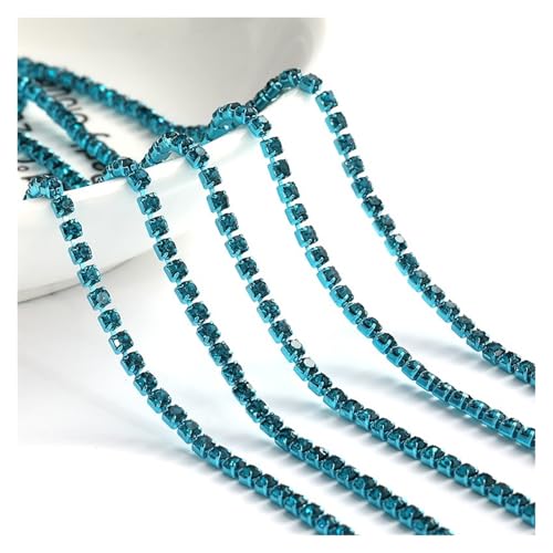 LXHZSY Strassband 1 Meter Diamantfarbe eingelegte Diamantkette Super Flash Multi-Color Kristall Diamantkette DIY Kleidung Tasche(Blue,1METER_2MM) von LXHZSY