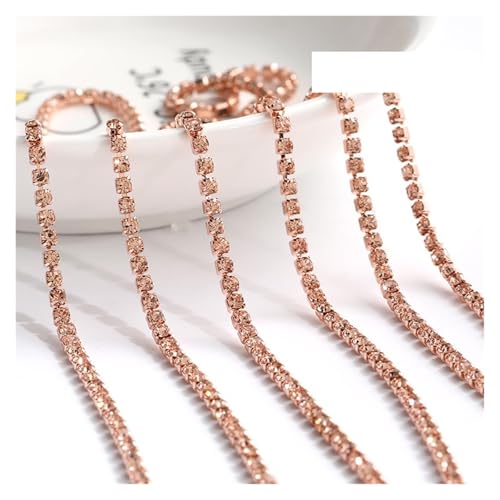 LXHZSY Strassband 1 Meter Diamantfarbe eingelegte Diamantkette Super Flash Multi-Color Kristall Diamantkette DIY Kleidung Tasche(Champagne,1METER_3MM) von LXHZSY