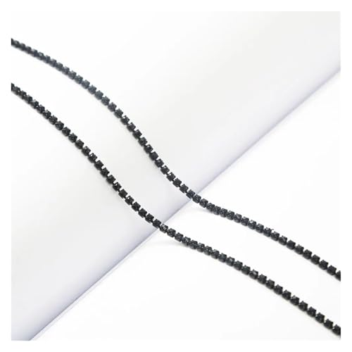 LXHZSY Strassband 1 Yard/Beutel 2/2,4/2,8 mm for Aufnähen, Bunte Kette, Kristall-Strasskette, Glas-Strassbesatz, DIY-Kleidungszubehör(Black,2.4mm) von LXHZSY