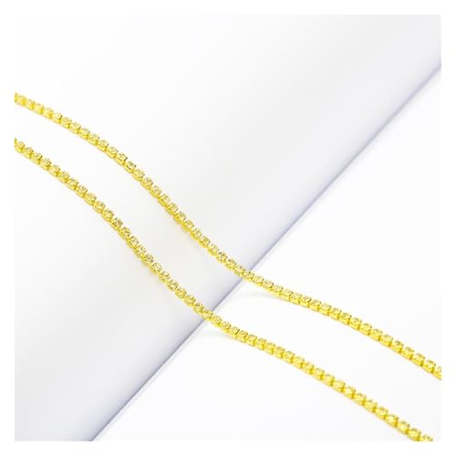 LXHZSY Strassband 1 Yard/Beutel 2/2,4/2,8 mm for Aufnähen, Bunte Kette, Kristall-Strasskette, Glas-Strassbesatz, DIY-Kleidungszubehör(Yellow,2mm) von LXHZSY