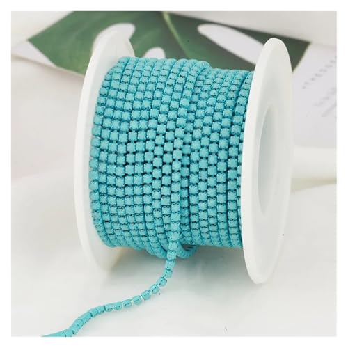 LXHZSY Strassband 2mm 1 Yard Rosa/Grün/Blau Opalglas Strass Cup Kette Glitter Kristall Strass Trim for DIY Hochzeit Kleid Dekoration(Blue Turquoise,SS6(2mm)-10yards) von LXHZSY