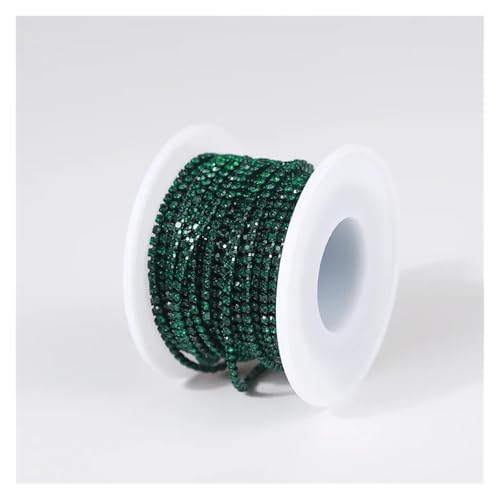 LXHZSY Strassband 2mm 1 Yard Rosa/Grün/Blau Opalglas Strass Cup Kette Glitter Kristall Strass Trim for DIY Hochzeit Kleid Dekoration(Emerald,SS6(2mm)-1yard) von LXHZSY