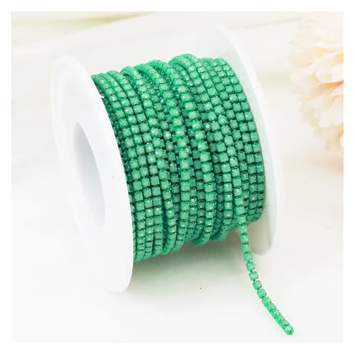 LXHZSY Strassband 2mm 1 Yard Rosa/Grün/Blau Opalglas Strass Cup Kette Glitter Kristall Strass Trim for DIY Hochzeit Kleid Dekoration(Green Opal,SS6(2mm)-10yards) von LXHZSY