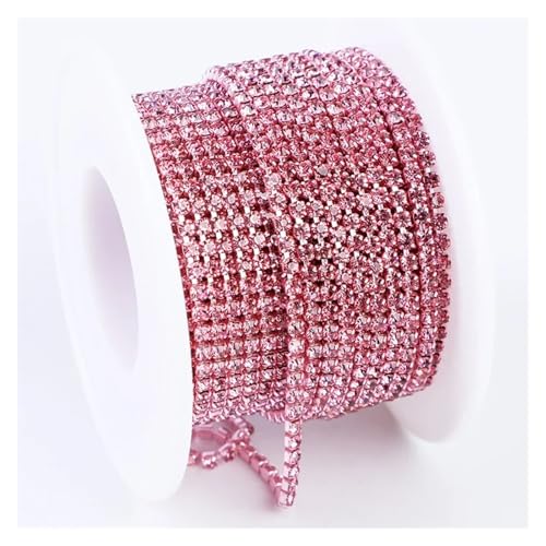 LXHZSY Strassband 2mm 1 Yard Rosa/Grün/Blau Opalglas Strass Cup Kette Glitter Kristall Strass Trim for DIY Hochzeit Kleid Dekoration(Light Rose,SS6(2mm)-10yards) von LXHZSY