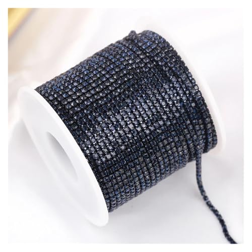 LXHZSY Strassband 2mm 1 Yard Rosa/Grün/Blau Opalglas Strass Cup Kette Glitter Kristall Strass Trim for DIY Hochzeit Kleid Dekoration(Montana,SS6(2mm)-10yards) von LXHZSY