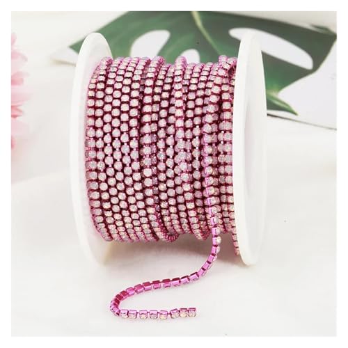 LXHZSY Strassband 2mm 1 Yard Rosa/Grün/Blau Opalglas Strass Cup Kette Glitter Kristall Strass Trim for DIY Hochzeit Kleid Dekoration(Rose White Opal,SS6(2mm)-1yard) von LXHZSY