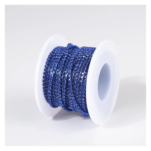 LXHZSY Strassband 2mm 1 Yard Rosa/Grün/Blau Opalglas Strass Cup Kette Glitter Kristall Strass Trim for DIY Hochzeit Kleid Dekoration(Sapphire,SS6(2mm)-1yard) von LXHZSY