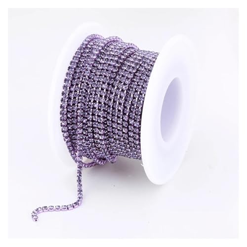 LXHZSY Strassband 2mm 1 Yard Rosa/Grün/Blau Opalglas Strass Cup Kette Glitter Kristall Strass Trim for DIY Hochzeit Kleid Dekoration(Violet,SS6(2mm)-5yards) von LXHZSY