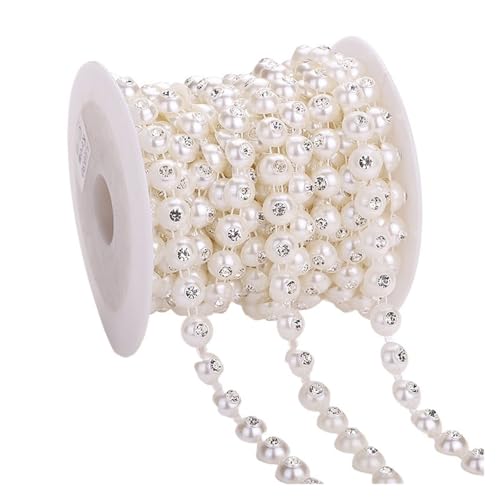 LXHZSY Strassband ABS Perle Kristall Strass Kette Nähen Banding Trim Hochzeit Party Schmuck Handarbeit(AA030 1yard) von LXHZSY