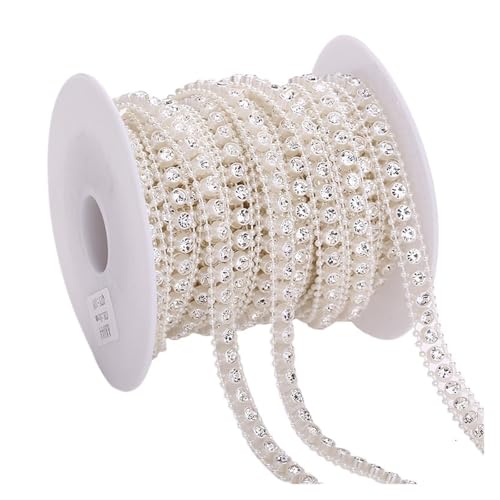 LXHZSY Strassband ABS Perle Kristall Strass Kette Nähen Banding Trim Hochzeit Party Schmuck Handarbeit(AA044 1yard) von LXHZSY