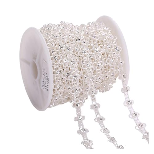 LXHZSY Strassband ABS Perle Kristall Strass Kette Nähen Banding Trim Hochzeit Party Schmuck Handarbeit(AA062 1yard) von LXHZSY