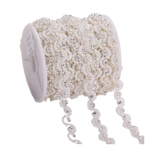 LXHZSY Strassband ABS Perle Kristall Strass Kette Nähen Banding Trim Hochzeit Party Schmuck Handarbeit(AA064 1yard) von LXHZSY