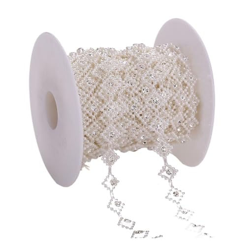 LXHZSY Strassband ABS Perle Kristall Strass Kette Nähen Banding Trim Hochzeit Party Schmuck Handarbeit(AA090 1yard) von LXHZSY