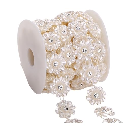 LXHZSY Strassband ABS Perle Kristall Strass Kette Nähen Banding Trim Hochzeit Party Schmuck Handarbeit(AA145 1yard) von LXHZSY