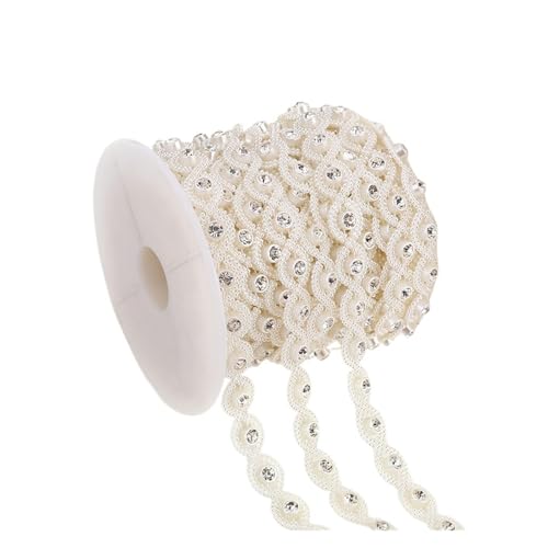 LXHZSY Strassband ABS Perle Kristall Strass Kette Nähen Banding Trim Hochzeit Party Schmuck Handarbeit(AA291 1yard) von LXHZSY