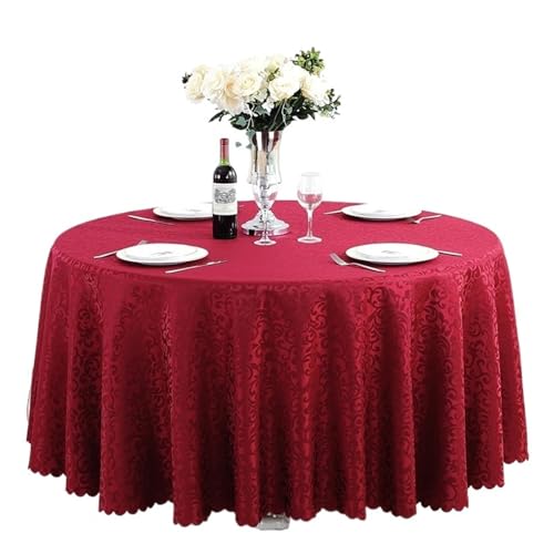 LXHZSY Tischdecke Rund Polyester-Jacquard-Tischdecke, Hotel-Hochzeitsbankett-Party-Dekoration, runde Tischdecken, Tischauflagen, Bedruckte Heimdekoration(Light red,160cm Round) von LXHZSY