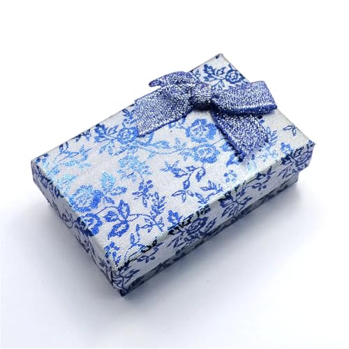 Schmuck Geschenkbox 12 Stück rechteckige Schleife aus Pappe, lange Halskette/Schmuck/Geschenk/Anhänger, Papierboxen for Armreifen oder Armbänder mit Schwamm, 215 x 47 x 24 mm(Blue 24pcs 83x53x27mm) von LXHZSY