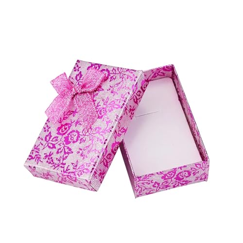 Schmuck Geschenkbox 12 Stück rechteckige Schleife aus Pappe, lange Halskette/Schmuck/Geschenk/Anhänger, Papierboxen for Armreifen oder Armbänder mit Schwamm, 215 x 47 x 24 mm(Pink 24pcs 83x53x27mm) von LXHZSY