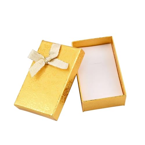 Schmuck Geschenkbox 12 Stück rechteckige Schleife aus Pappe, lange Halskette/Schmuck/Geschenk/Anhänger, Papierboxen for Armreifen oder Armbänder mit Schwamm, 215 x 47 x 24 mm(Yellow 24pcs 83x53x27mm) von LXHZSY