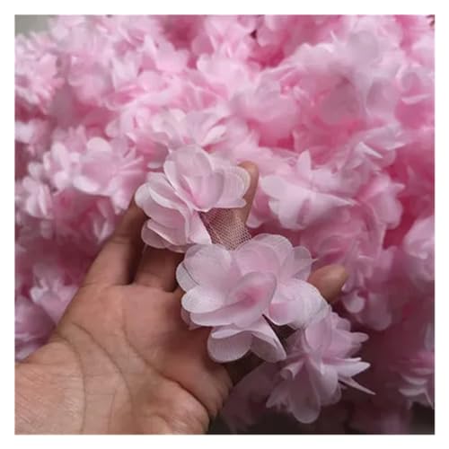 Spitzenapplikation 24 Stück Blumenapplikationen (2 Yards) aus 3D-Chiffon-Spitzenaufnäher, Spitzenbesatz, DIY, Brautschleier, Schuhe, Hochzeit, Kinderkleidung, Stoffzubehör(Light pink) von LXHZSY