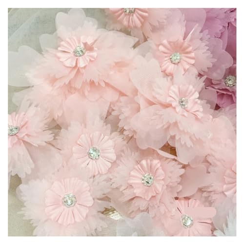 Spitzenapplikation 5 Stücke Blume Spitze Patch Applique for Hochzeit Kleid Haarnadel Brosche Zubehör Dentelle Parches(Style6 Pink) von LXHZSY