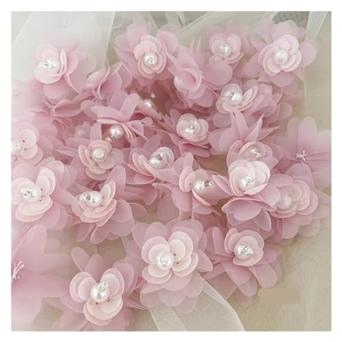 Spitzenapplikation 5 Stücke Blume Spitze Patch Applique for Hochzeit Kleid Haarnadel Brosche Zubehör Dentelle Parches(Style7 Dark Pink) von LXHZSY
