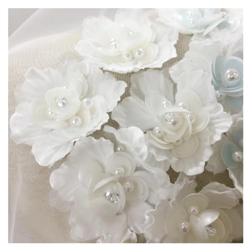 Spitzenapplikation 5 Stücke Blume Spitze Patch Applique for Hochzeit Kleid Haarnadel Brosche Zubehör Dentelle Parches(Style9 White) von LXHZSY