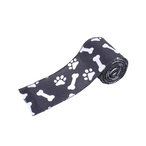 LXJLXD Hundeband mit Pfotenabdruck, 6,3 cm, Hundeknochen, Drahtkante, Band für Haustierkranz, Schleifen, Willkommenskranz von LXJLXD