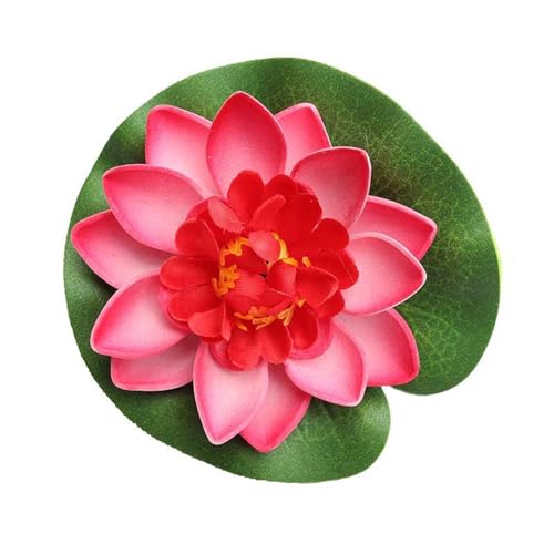 LXJLXD Künstliche schwimmende Blumen mit Blättern für Gartenteich-Dekorationen, 10 cm, realistische schwimmende Blumen (rosa), 6 Stück von LXJLXD