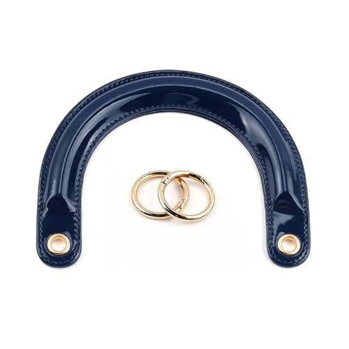 2 Stück Handtaschengriffe aus Leder in U-Form mit Verbindungsschnalle for selbstgemachte Damenhandtaschen, Ersatzgriffe, handgefertigtes Taschenzubehör für Gewebesäcke Zubehör(Blue Gold Buckle) von LXLAEOANG