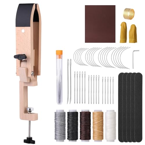 LXLAEOANG Holz Leder Craft Handnähen Leder Nähen Nähen Pony Tisch Desktop Pferd Klemme mit Nadeln for DIY Hand Arbeiten Klemme Reparatur Werkzeug Set(Type1) von LXLAEOANG