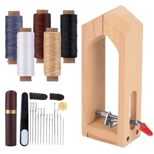 LXLAEOANG Holz Leder Craft Handnähen Leder Nähen Nähen Pony Tisch Desktop Pferd Klemme mit Nadeln for DIY Hand Arbeiten Klemme Reparatur Werkzeug Set(Type3) von LXLAEOANG