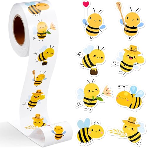 Biene Aufkleber, 500pcs Biene Belohnungsaufkleber, Niedlich Biene Aufkleber, Bienen Stickers,Kleine Bienen Aufkleber, Biene Aufkleber Rolle, Bee Sticker, Wasserfest Aufkleber Biene von LXONTSG