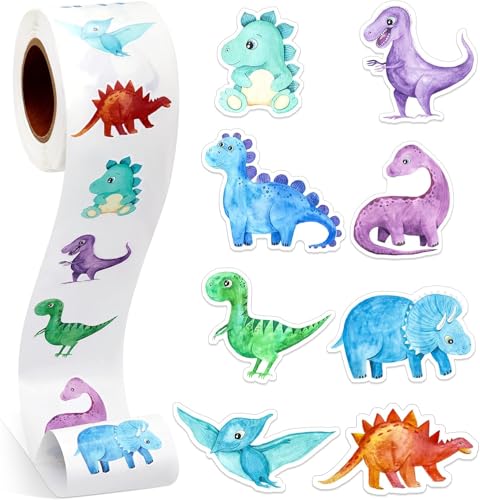 Dinosaurier Aufkleber Sticker, 500pcs Runde Dino Sticker, Dinosaurier Belohnungsaufkleber, Runde Dinosaurier Aufkleber, Aufkleber Dinosaurier für Kinder, Tiermuster Sticker von LXONTSG