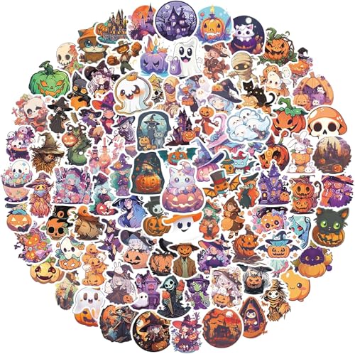 Halloween Aufkleber, 100pcs Halloween Aufkleber Deko, Halloween Kürbis Aufkleber, Halloween Geist Aufkleber, Halloween Sticker, Halloween Aufkleber für Kinder, für Halloween Party DIY Craft von LXONTSG