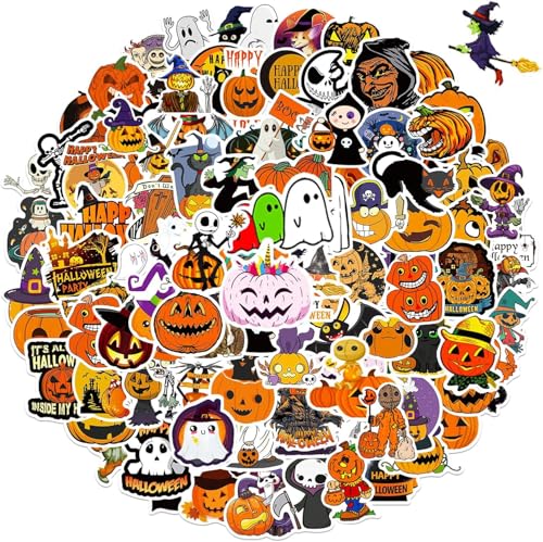 Halloween Aufkleber, 100pcs Halloween Aufkleber Deko, Halloween Kürbis Aufkleber, Halloween Geist Aufkleber, Halloween Sticker, Halloween Aufkleber für Kinder, für Halloween Party DIY Craft von LXONTSG