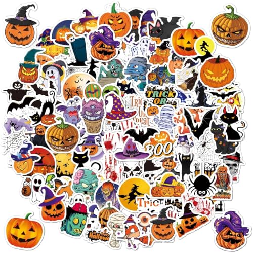 Halloween Aufkleber, 100pcs Halloween Aufkleber Deko, Halloween Kürbis Aufkleber, Halloween Geist Aufkleber, Halloween Sticker, Halloween Aufkleber für Kinder, für Halloween Party DIY Craft von LXONTSG