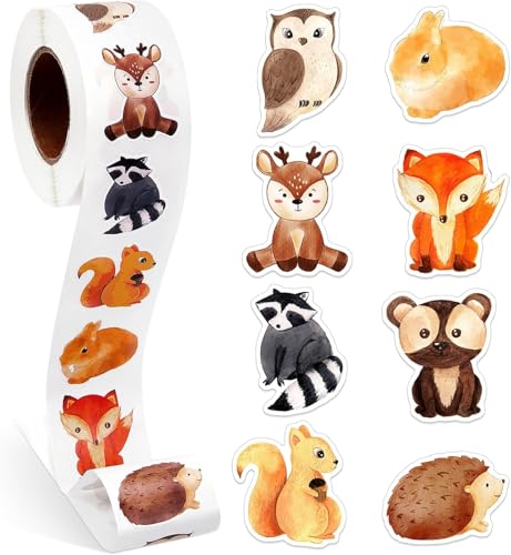 Runde Tier Aufkleber, 500 pcs Tier Belohnungsaufkleber, Animal Sticker Rolle, Tieraufkleber Runde, Tier Aufkleber, Animal Sticker Kinder, Cartoon Tier Aufkleber Kinder, Tiermuster Sticker von LXONTSG