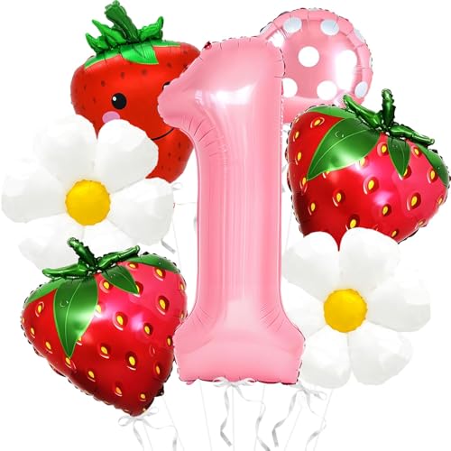 Strawberry Geburtstag Ballon, Party Balloons Erdbeere, Erdbeere Deko, Erdbeere Birthday Ballons, Strawberry Luftballons Deko, für Mädchen Geburtstag Party Mottoparty von LXONTSG